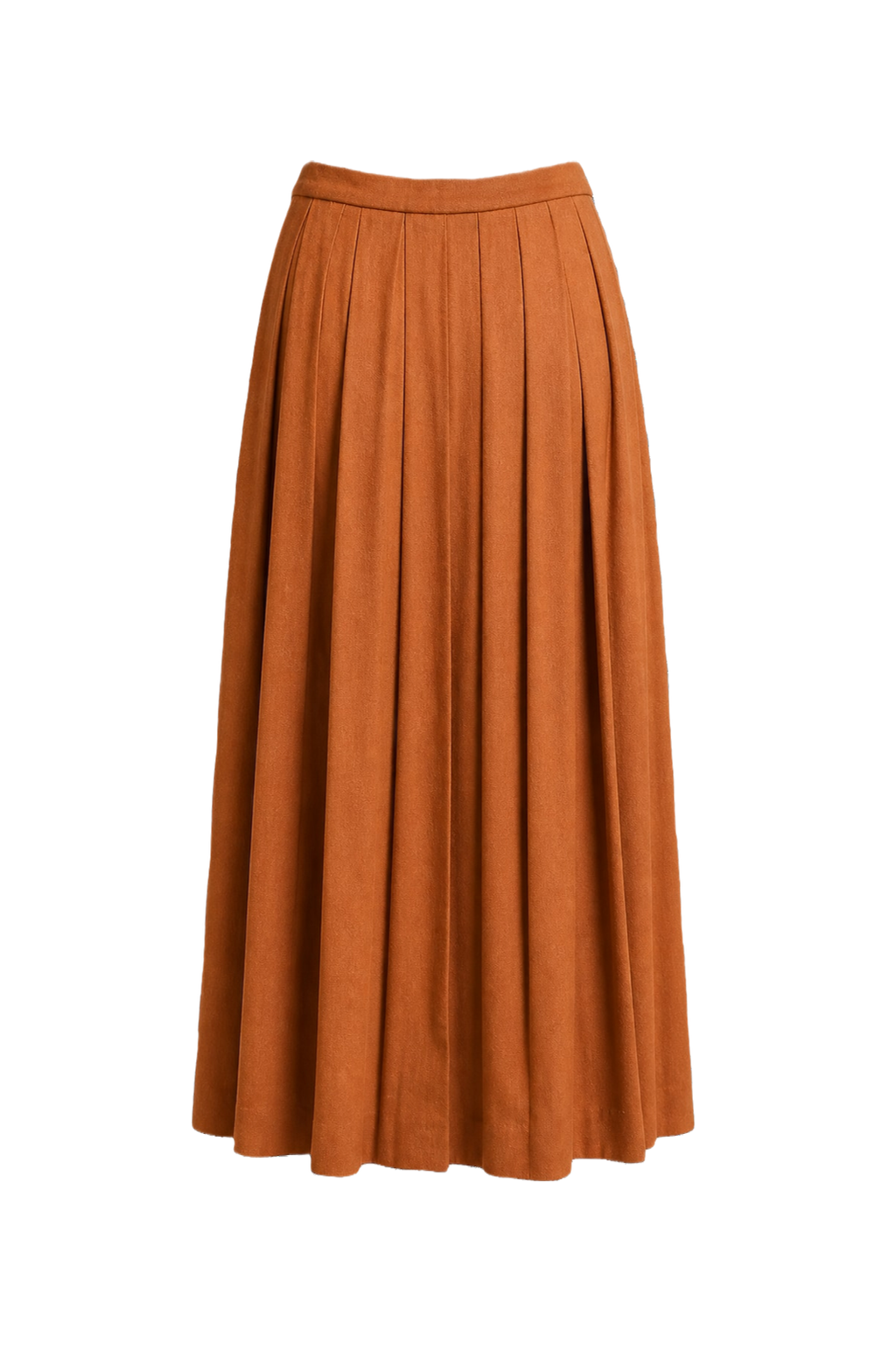 1980s Camel Brown Rayon Blend Skirt - Back View