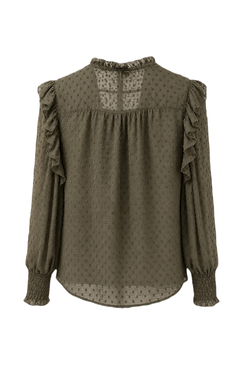 1990s Olive Green Rayon Blend Blouse - Back View