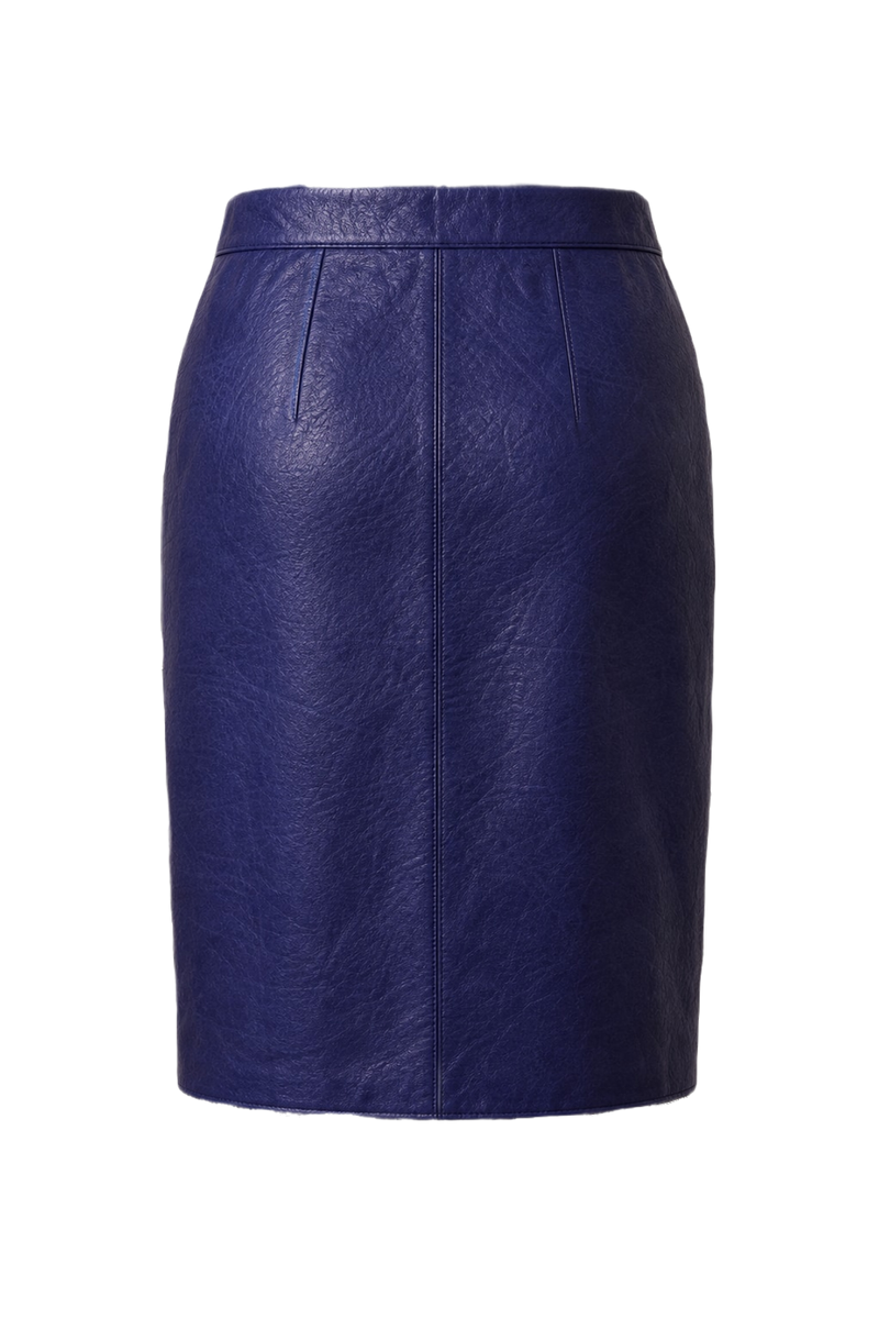 1990s Deep Blue Synthetic Skirt - Back View