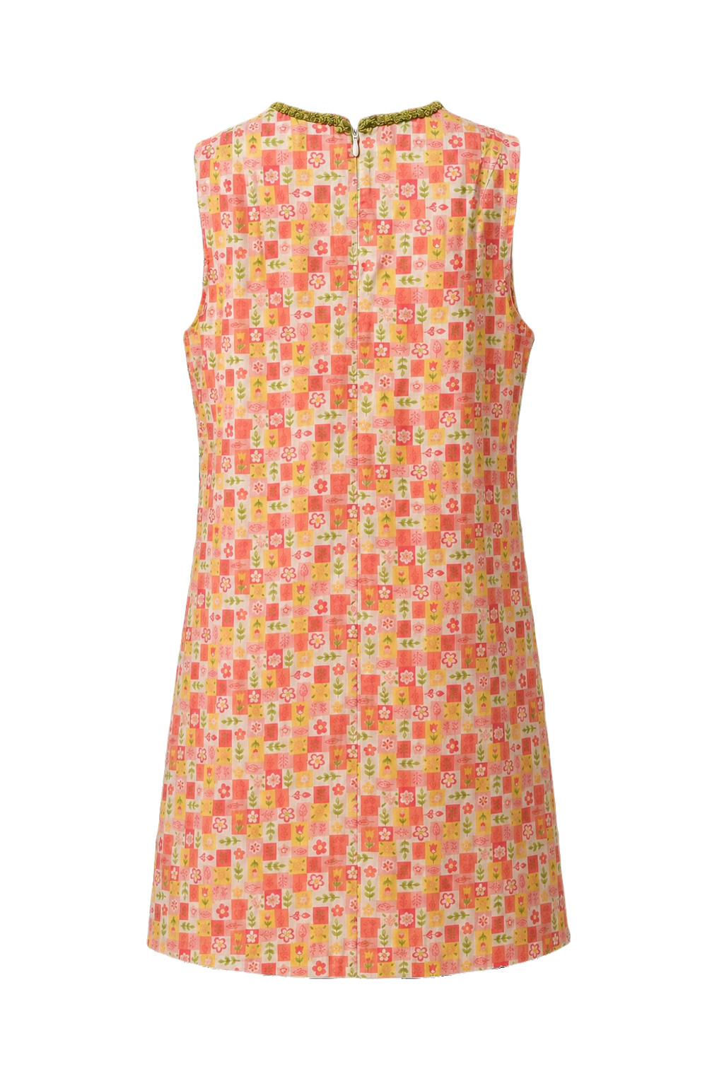 1960s Pink Cotton Blend Shift Dress - Back View