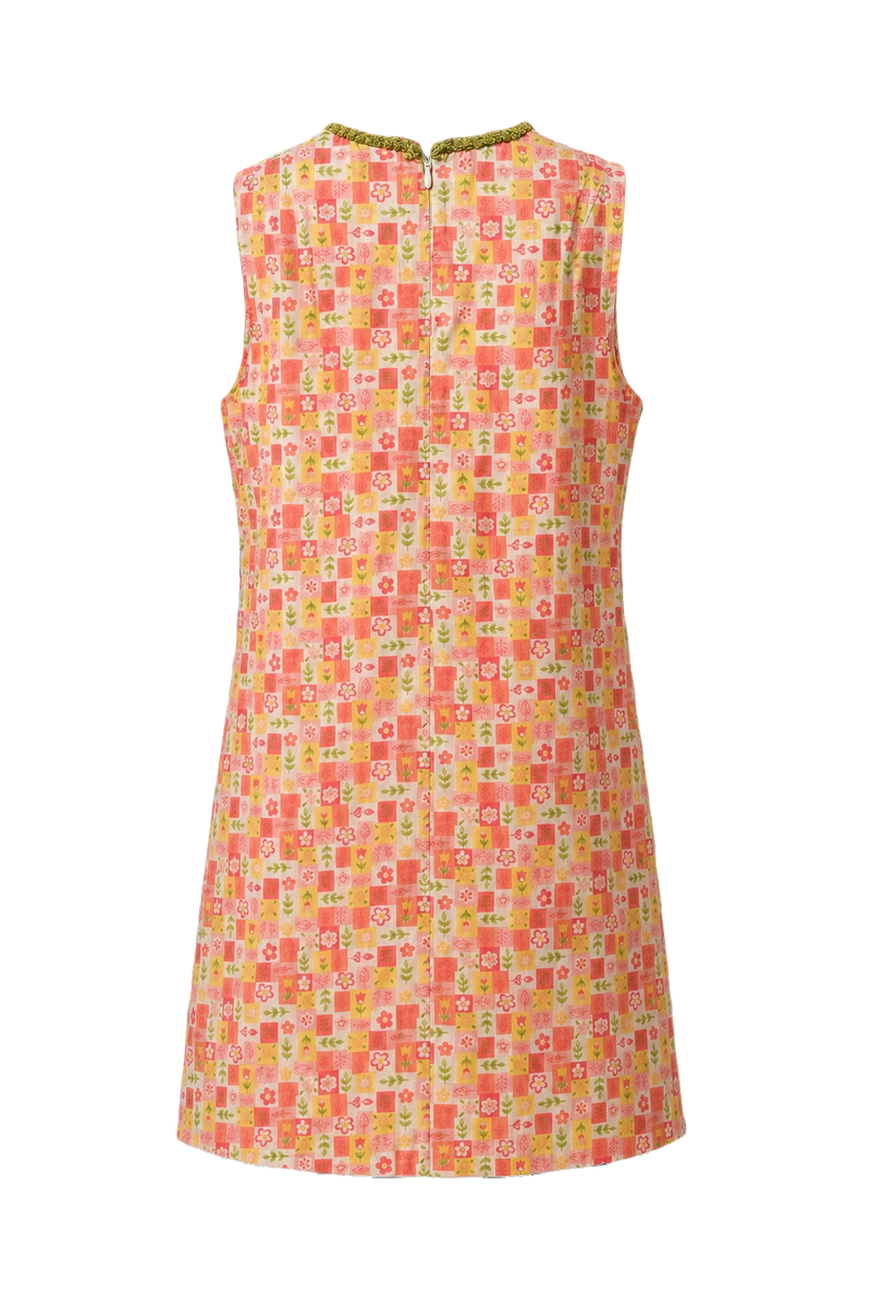 1960s Pink Cotton Blend Shift Dress - Back View