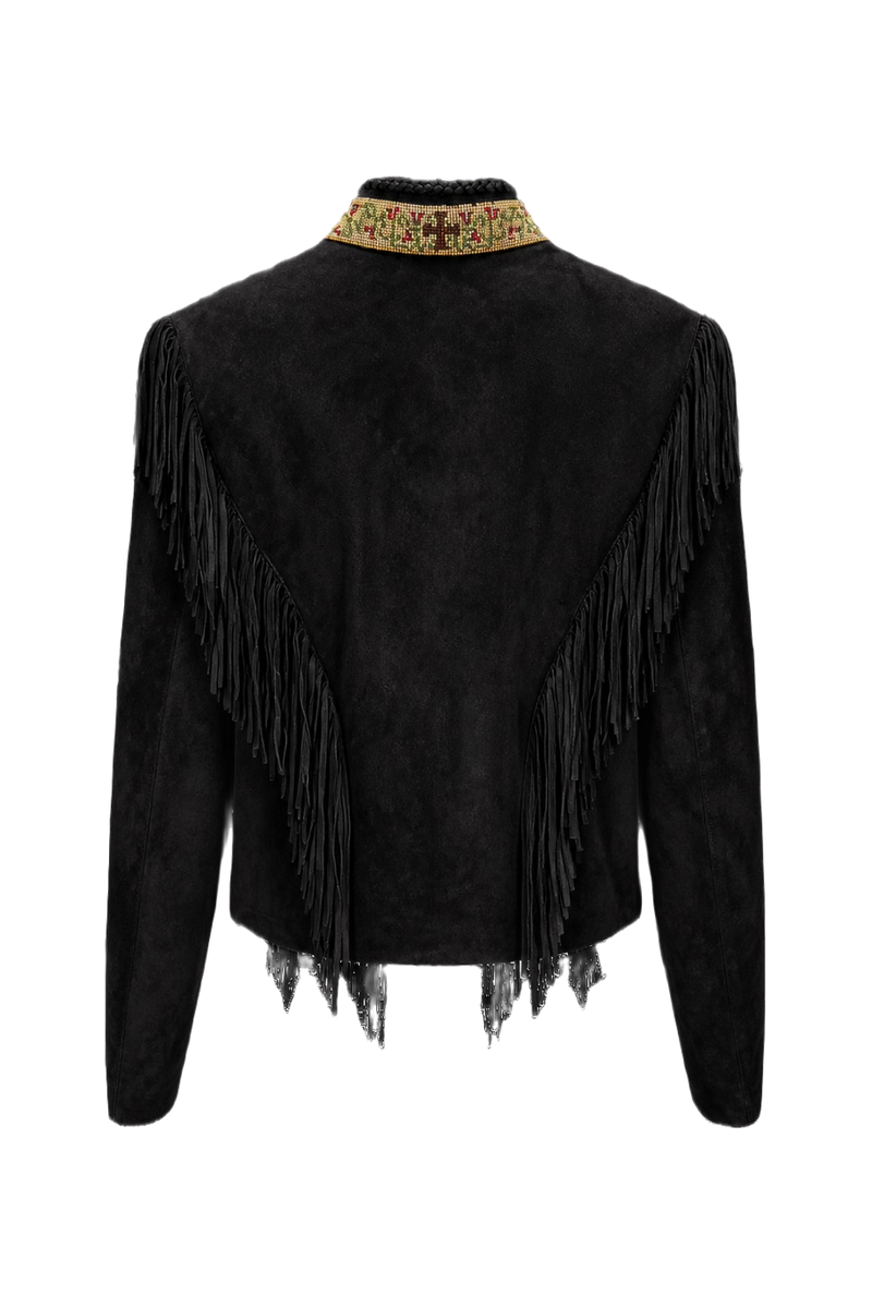 1970s Black Suede Womens Jacket - Back View