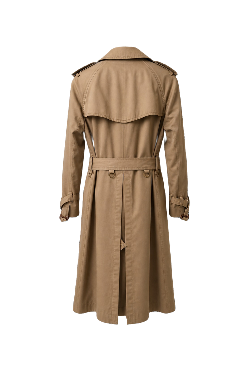 1980s Beige Cotton Blend Trench Coat - Back View