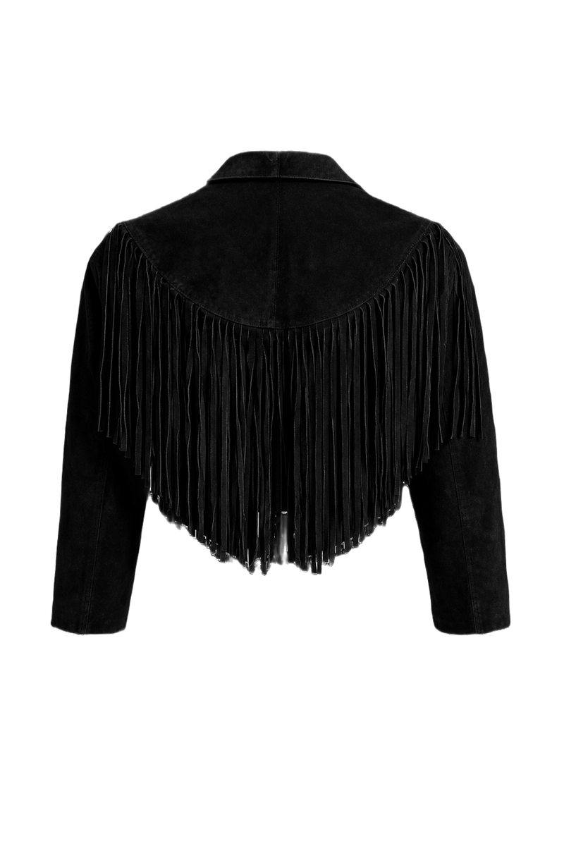 1970s Black Suede Jacket - Back View