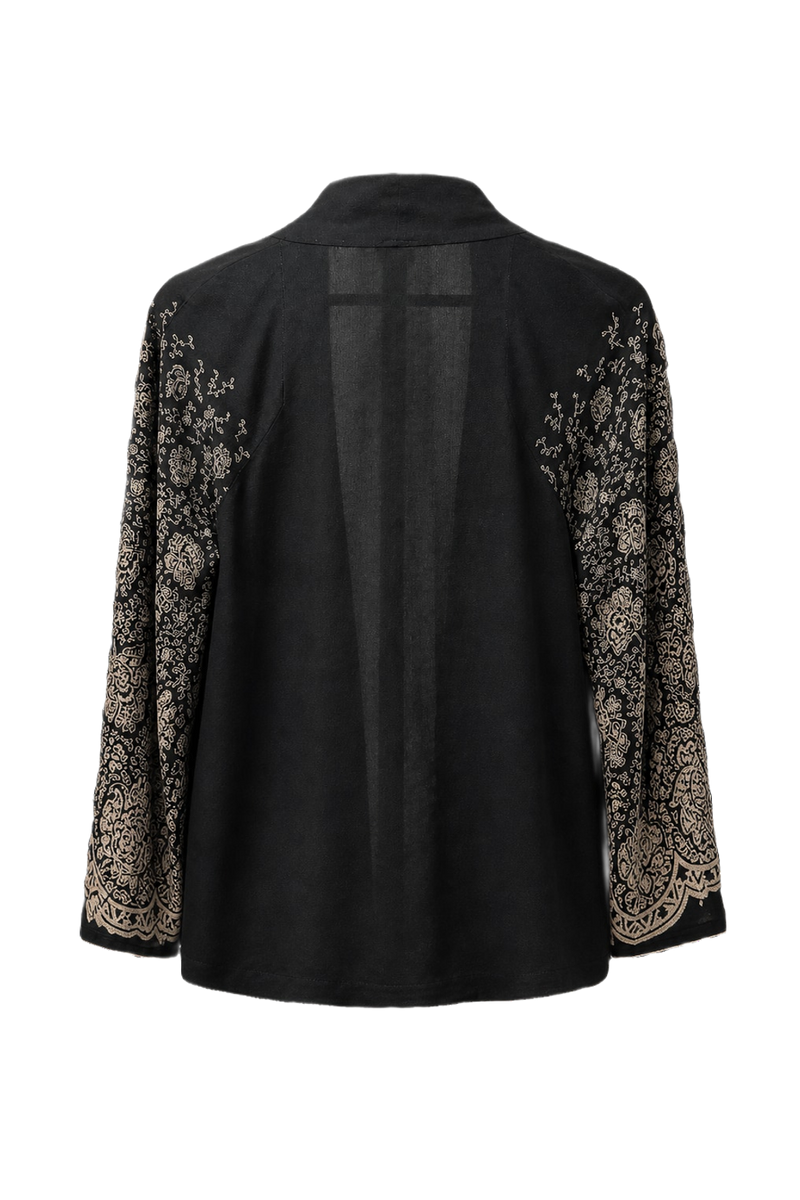 1970s Black Rayon Blend Jacket - Back View