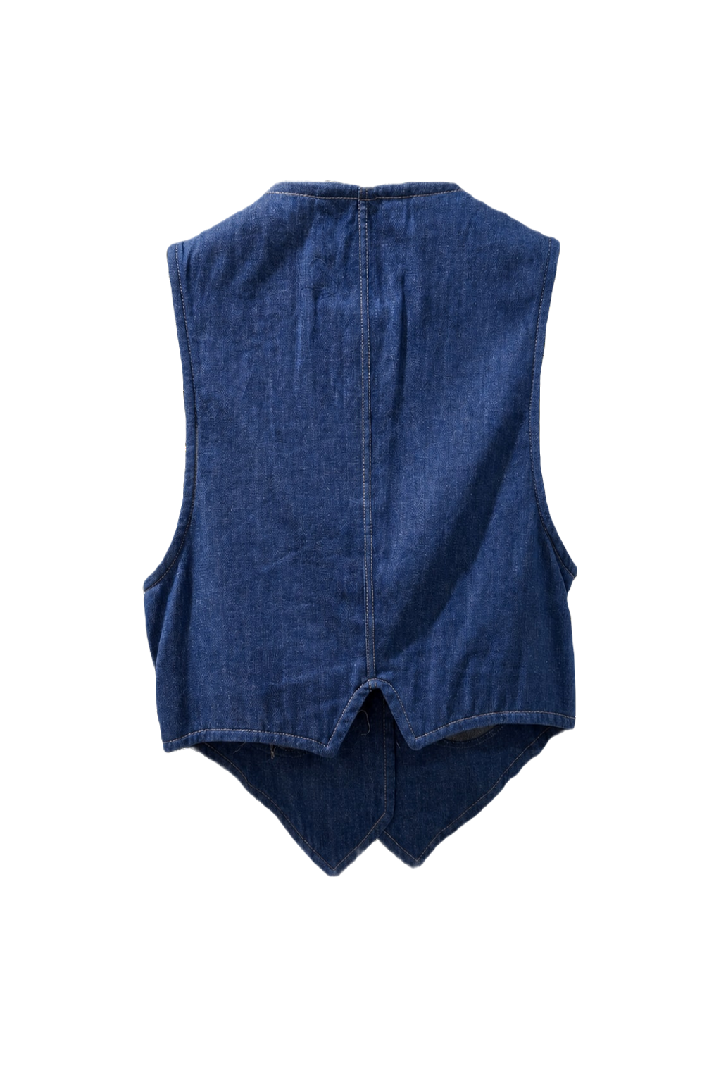1980s Blue Denim Fitted Vest - Back View