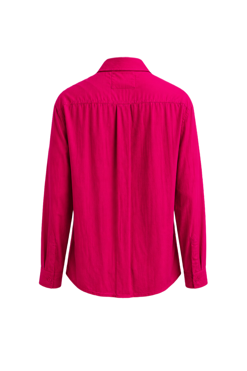 1980s Bright Pink Silk Blouse - Back View