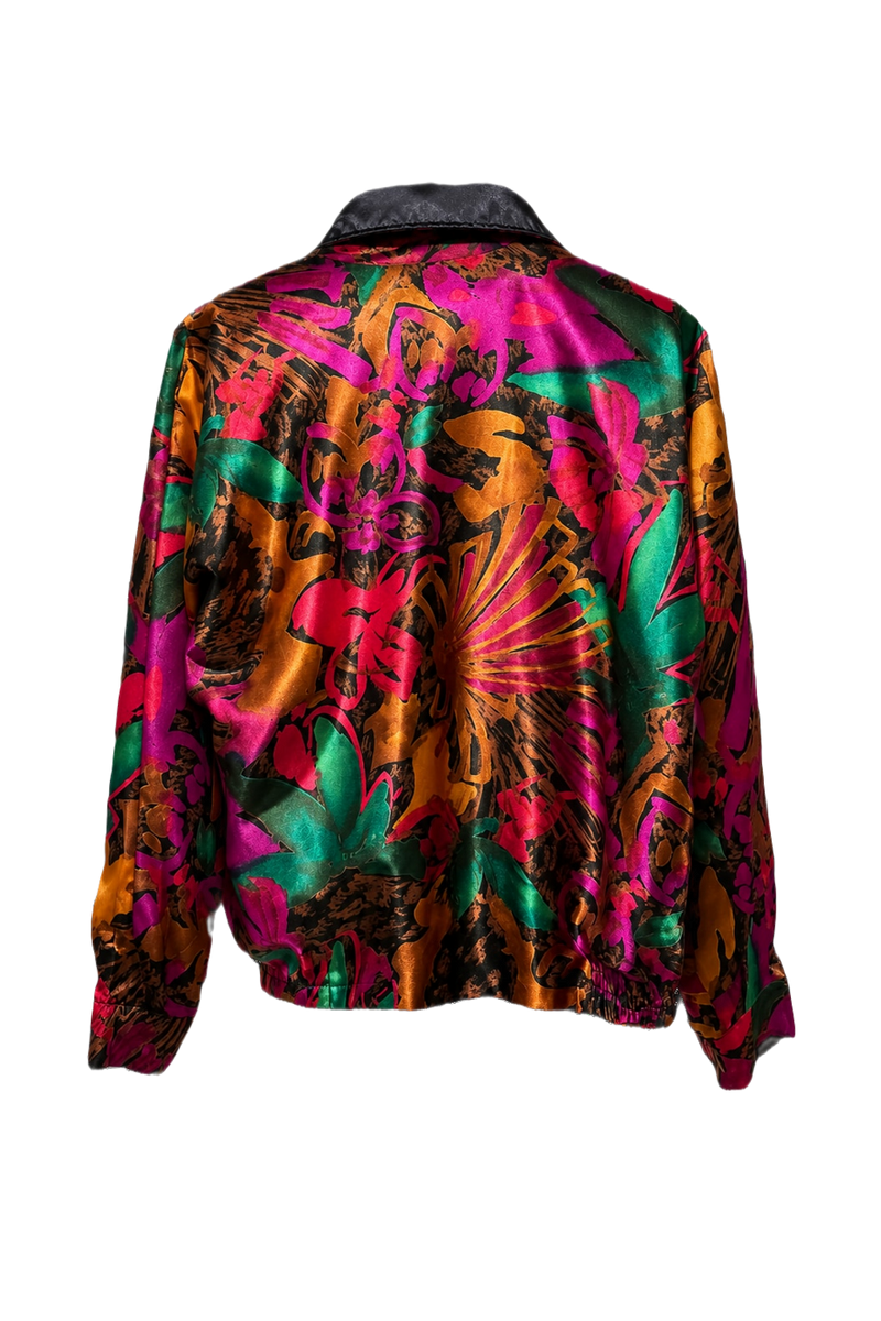 1980s Multicolor Synthetic Jacket - Back View