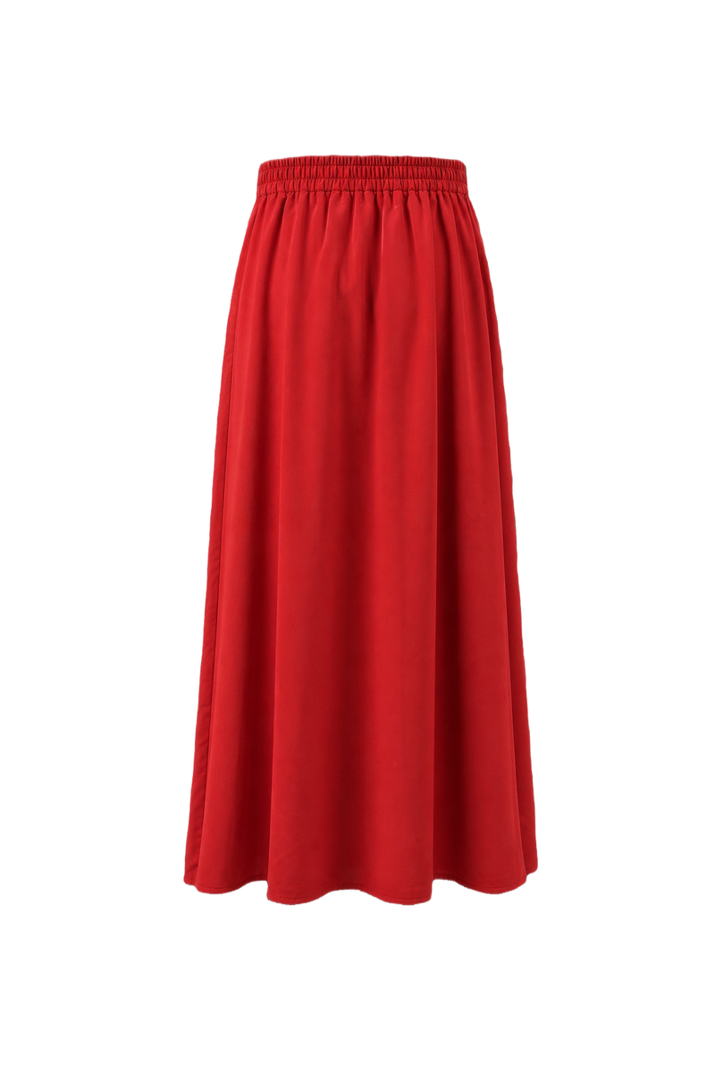 1970s Red Synthetic Blend Skirt - Back View