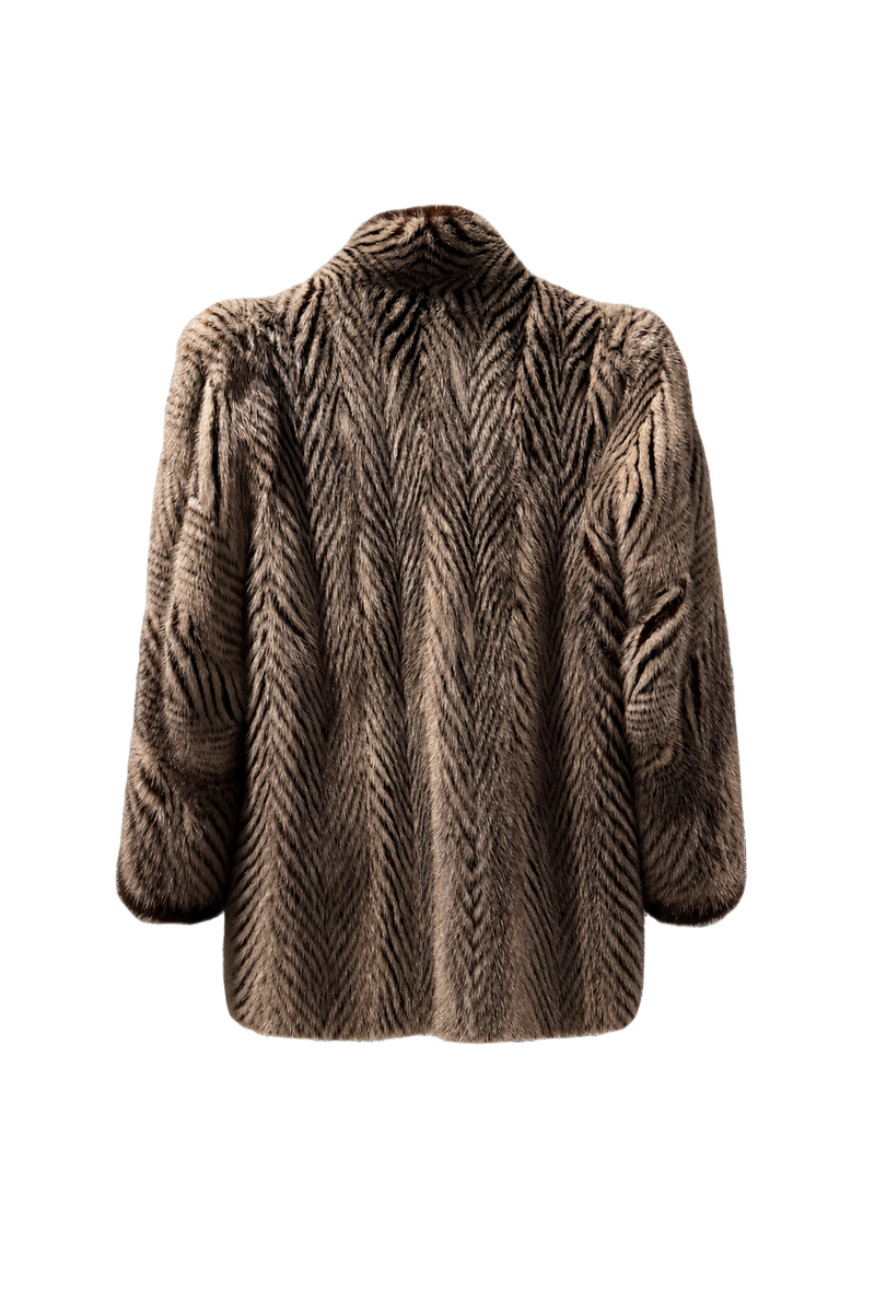 1980s Brown Fur Coat - Back View