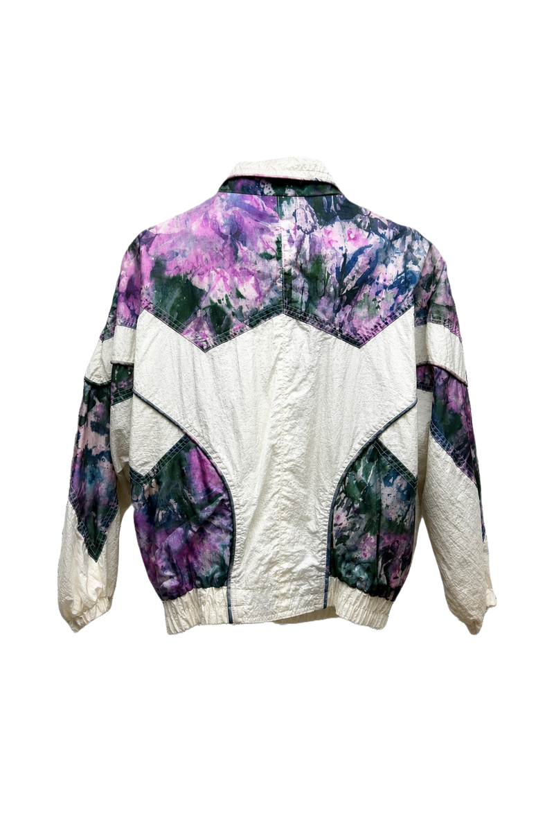 1980s Cream White Nylon Jacket - Back View