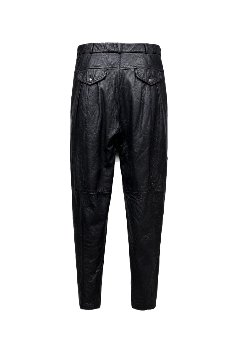 1990s Black Leather Trousers - Back View