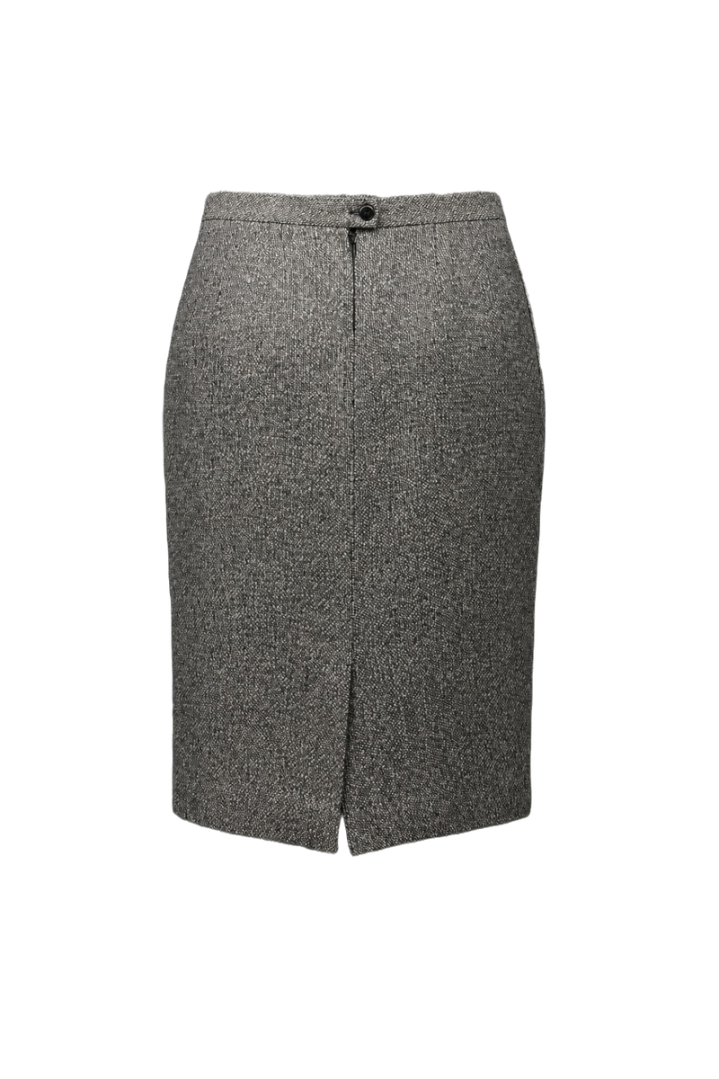1980s Grey Synthetic Blend Skirt - Back View