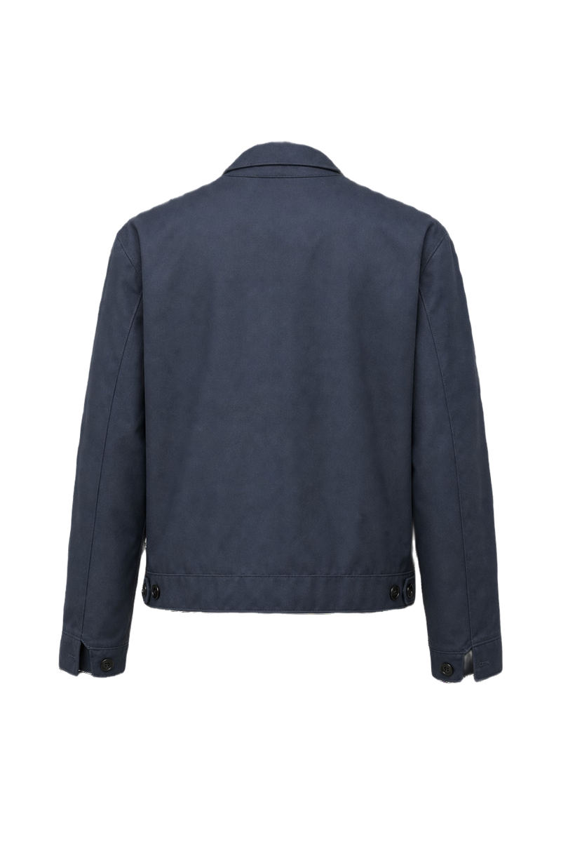 1970s Navy Blue Cotton Blend Jacket - Back View