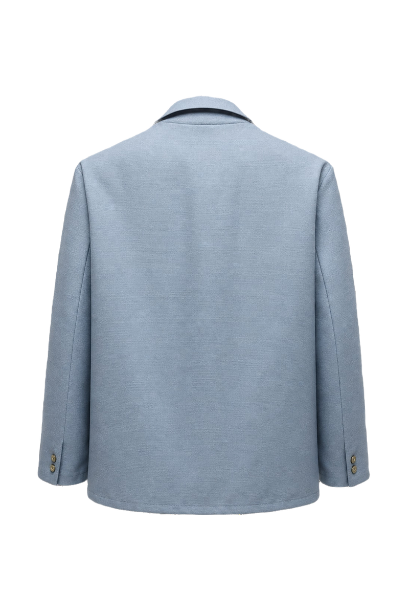 1970s Light Blue Polyester Blend Jacket - Back View