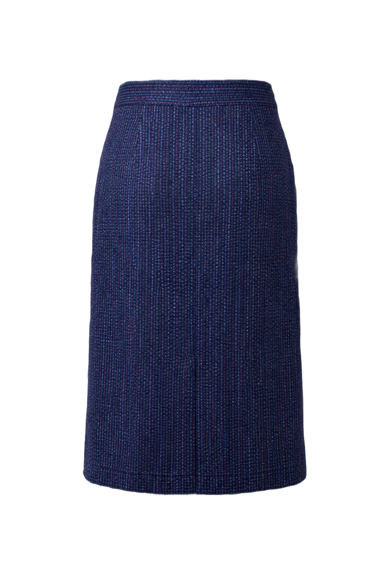 1980s Navy Blue Wool Skirt - Back View