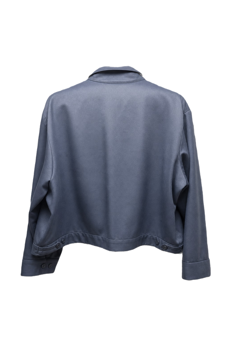 1970s Navy Blue Cotton Blend Jacket - Back View