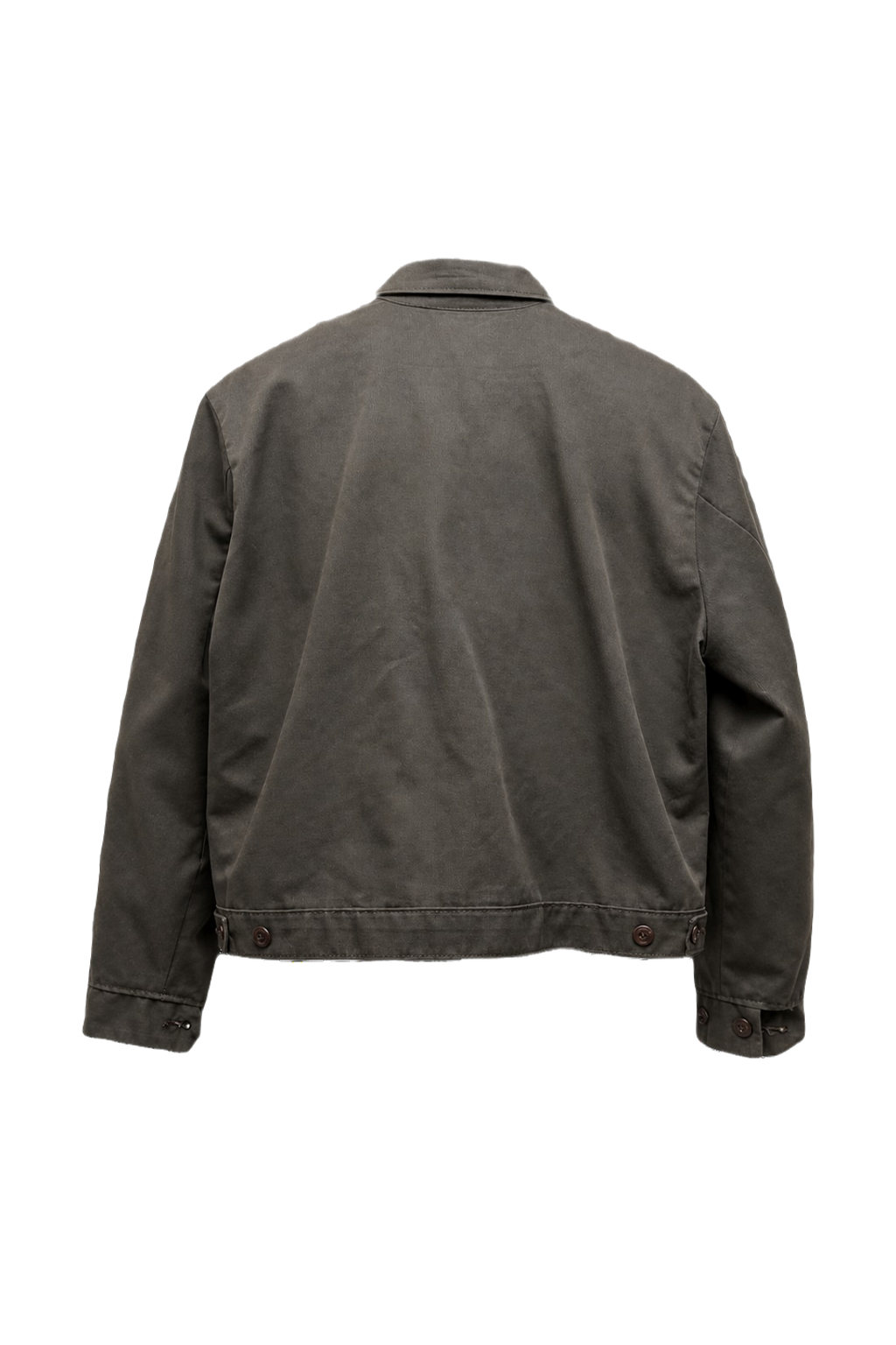 1970s Dark Olive Green Cotton Blend Jacket - Back View