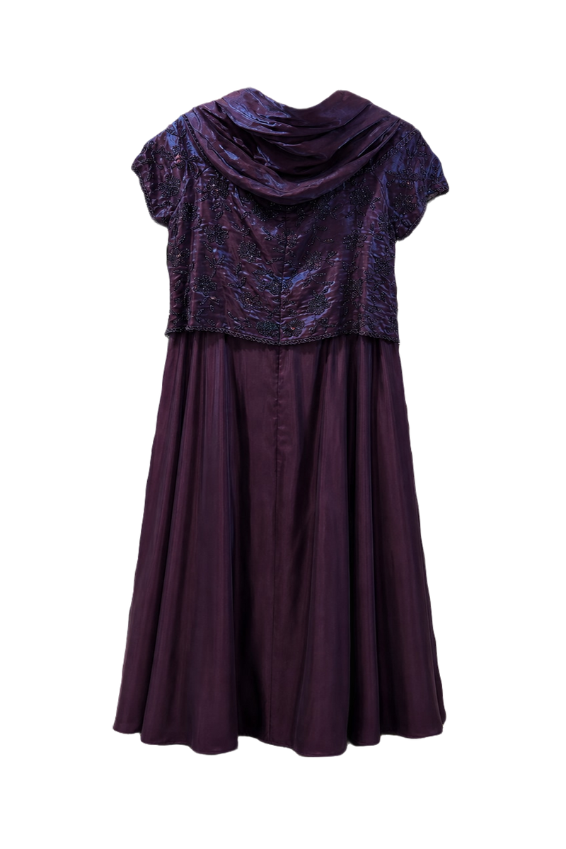1980s Iridescent Purple Silk Gown - Back View