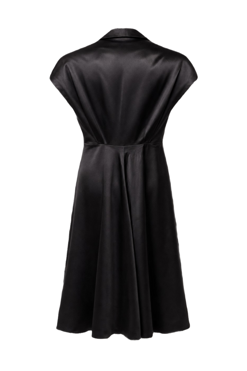 1930s Black Synthetic Blend Dress - Back View