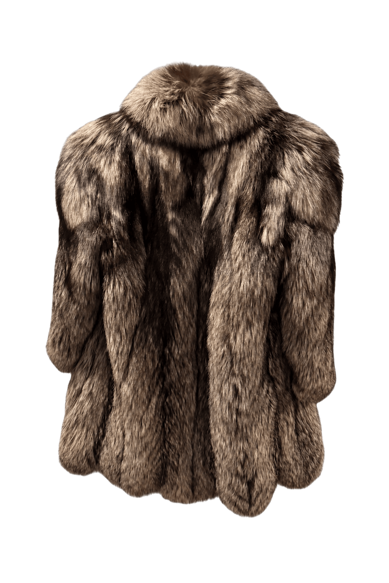 1980s Ash Brown Natural Fur Coat - Back View