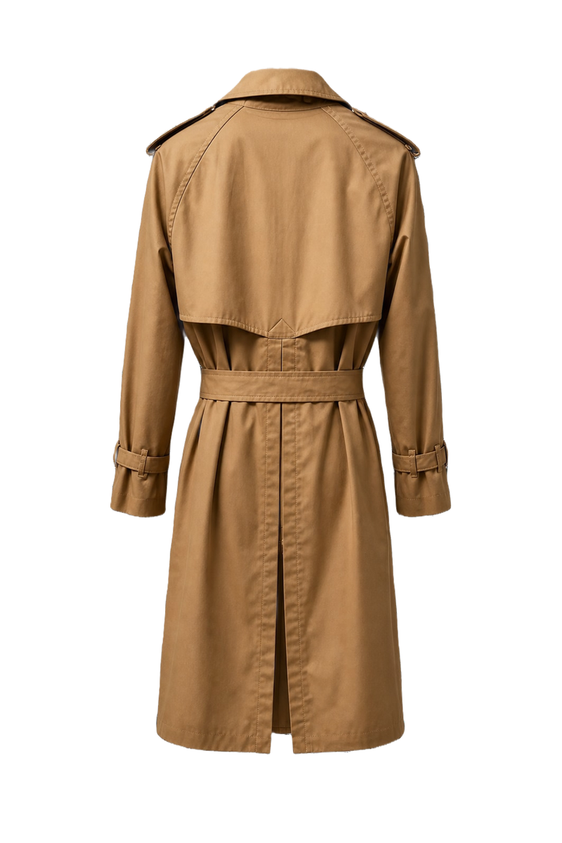 1980s Beige Cotton Blend Trench Coat - Back View