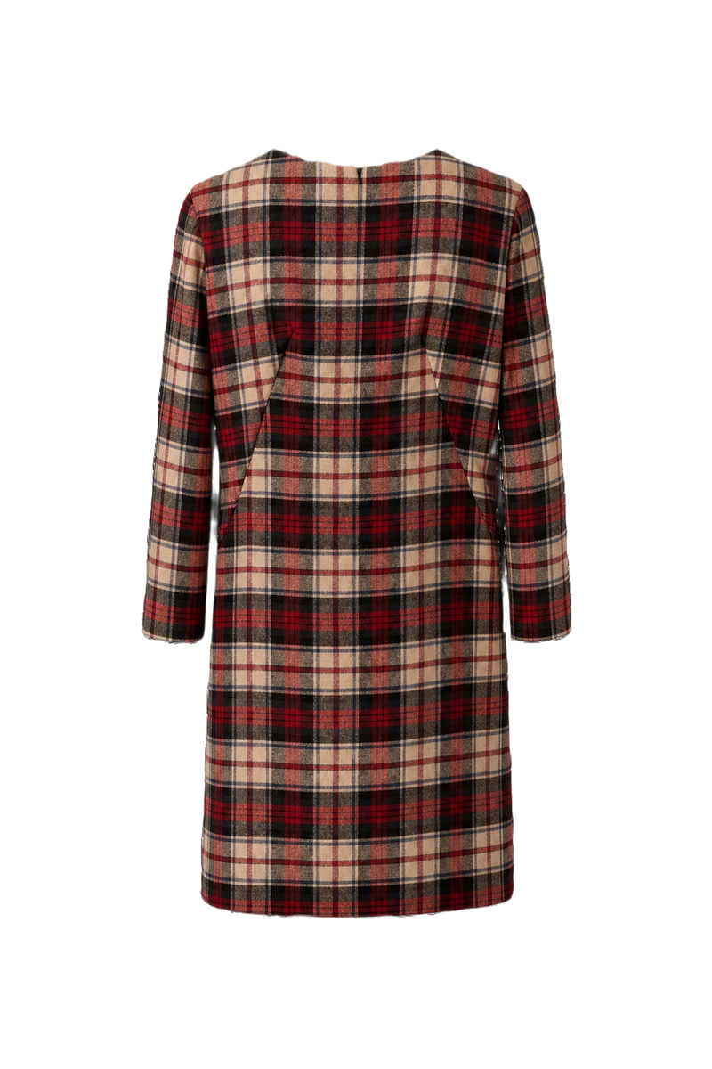 1970s Red Wool Blend Shift Dress - Back View