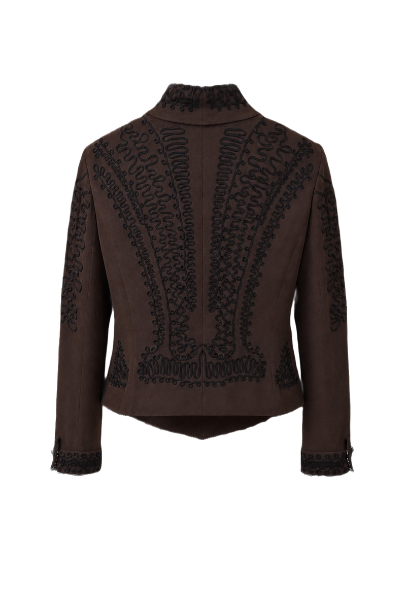 1990s Dark Brown Synthetic Blend Jacket - Back View