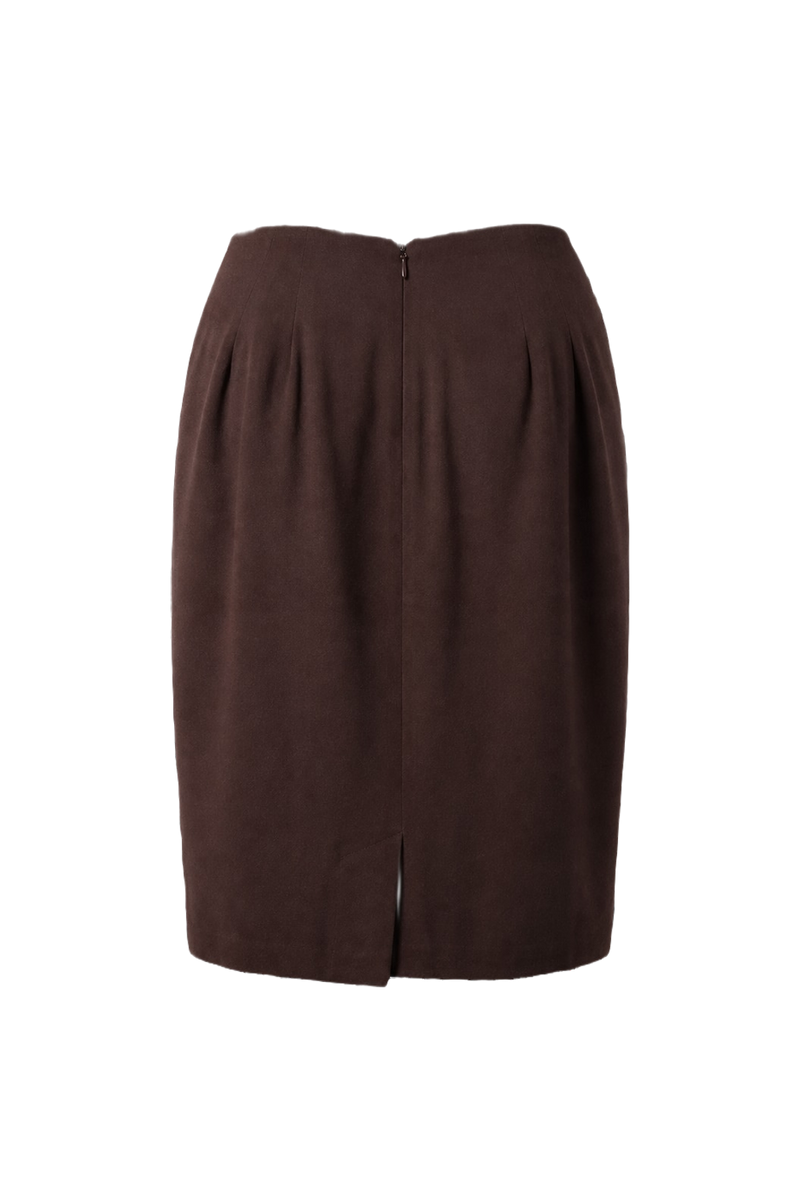 1990s Brown Synthetic Blend Skirt - Back View