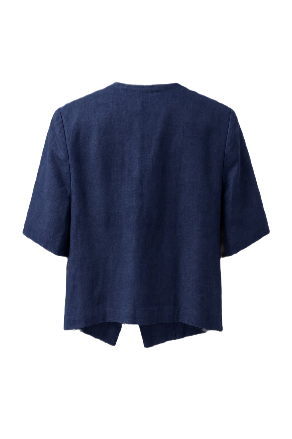1980s Navy Blue Linen Blazer - Back View