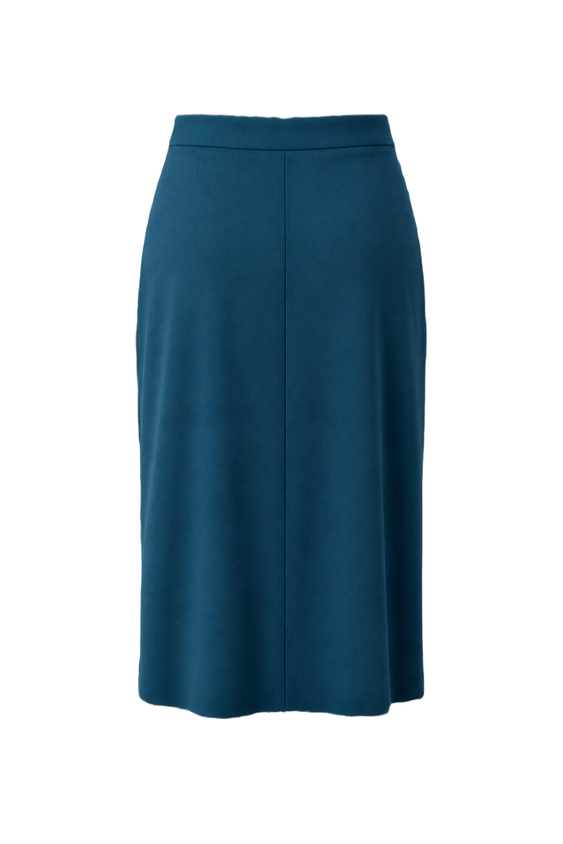 1980s Teal Wool Blend Skirt - Back View