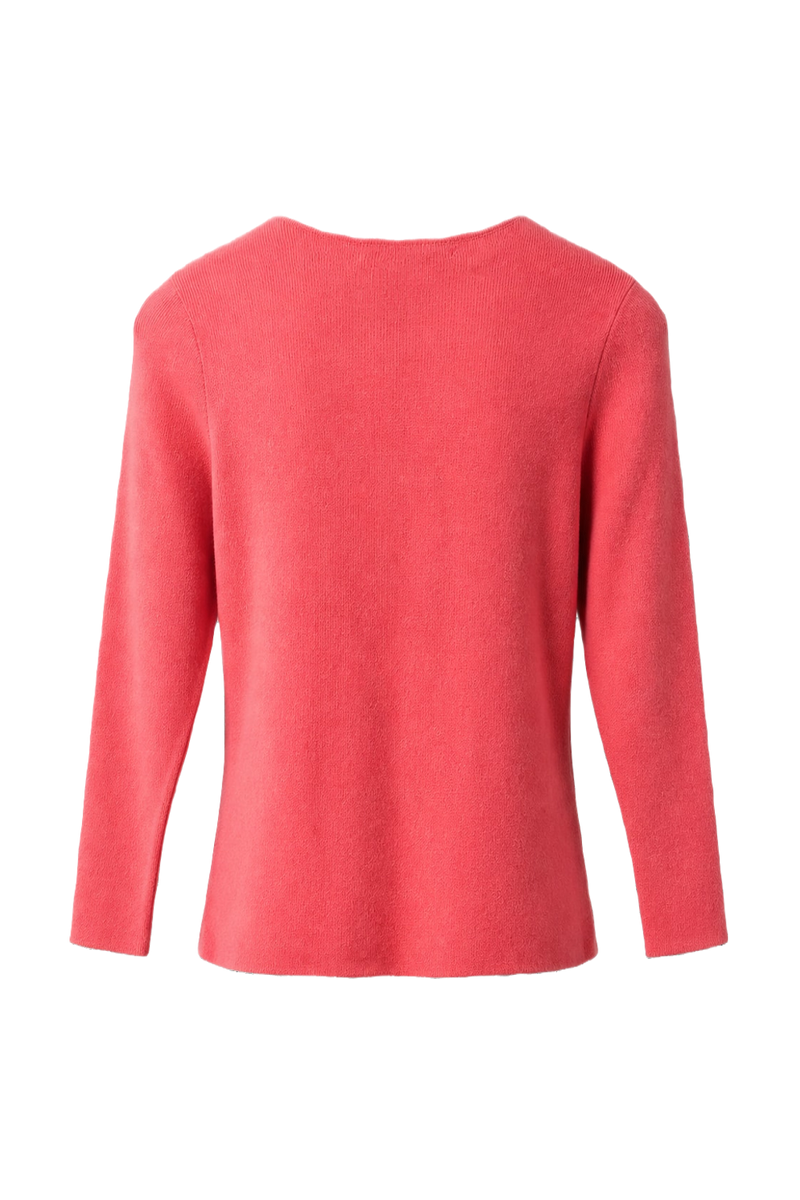 1990s Coral Pink Wool Blend Sweater - Back View