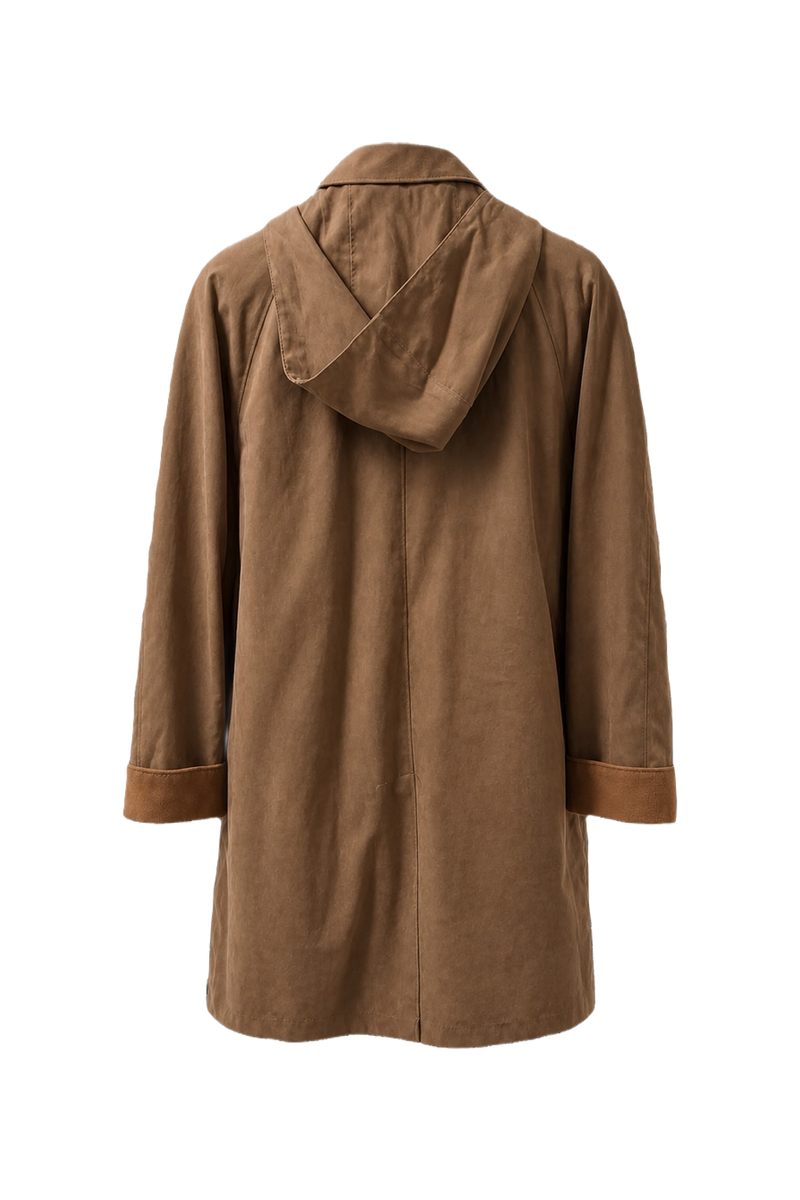 1980s Tan Cotton Blend Trench Coat - Back View