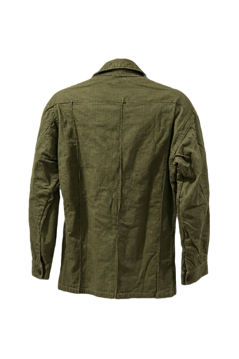 1940s Olive Green Cotton Jacket - Back View