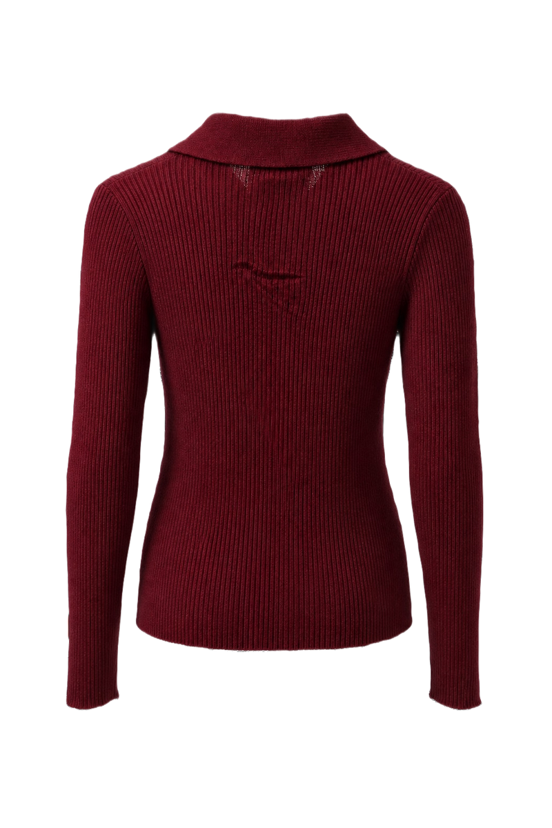 1970s Deep Burgundy Cotton Blend Sweater - Back View