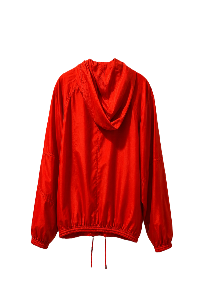 1980s Bright Orange Synthetic Windbreaker - Back View