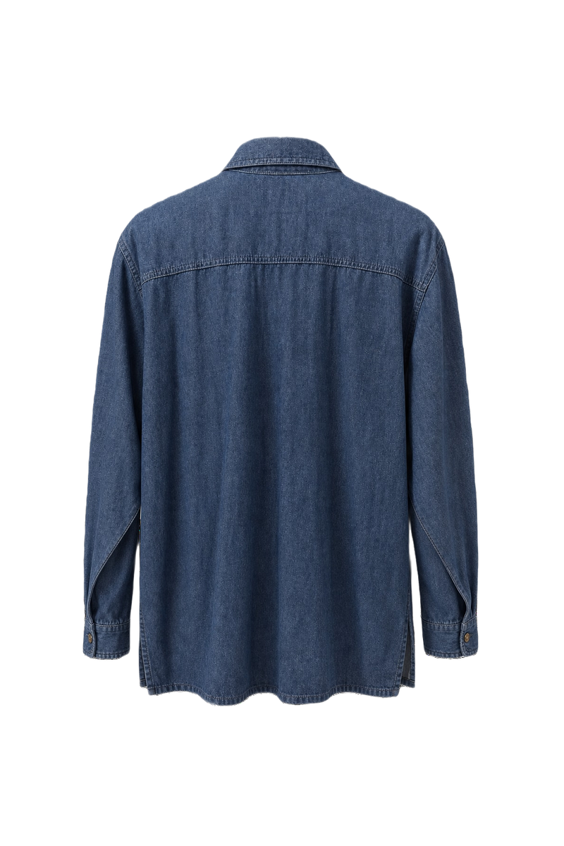 1980s Blue Denim Shirt - Back View