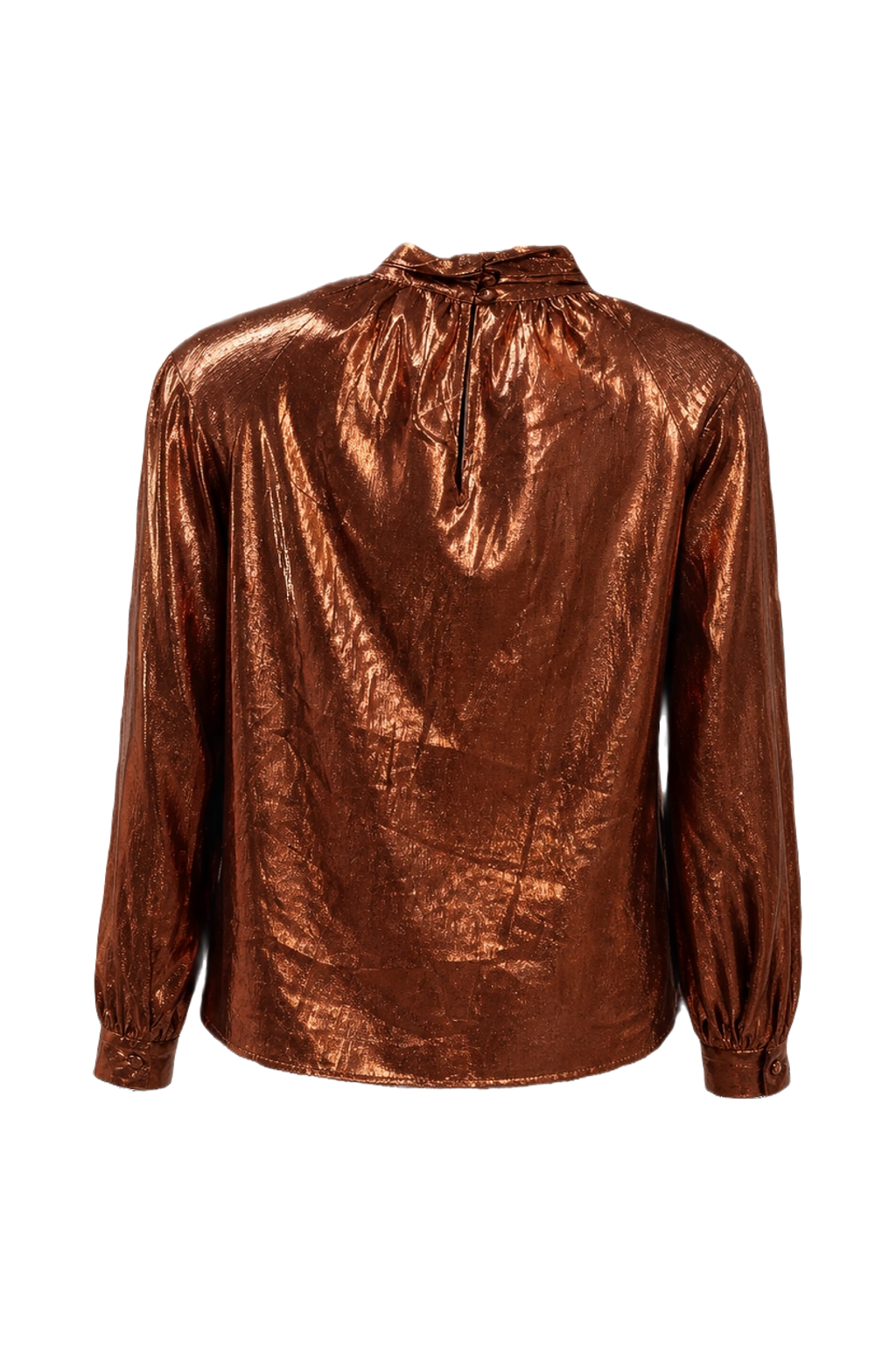 1980s Copper Synthetic Blend Blouse - Back View