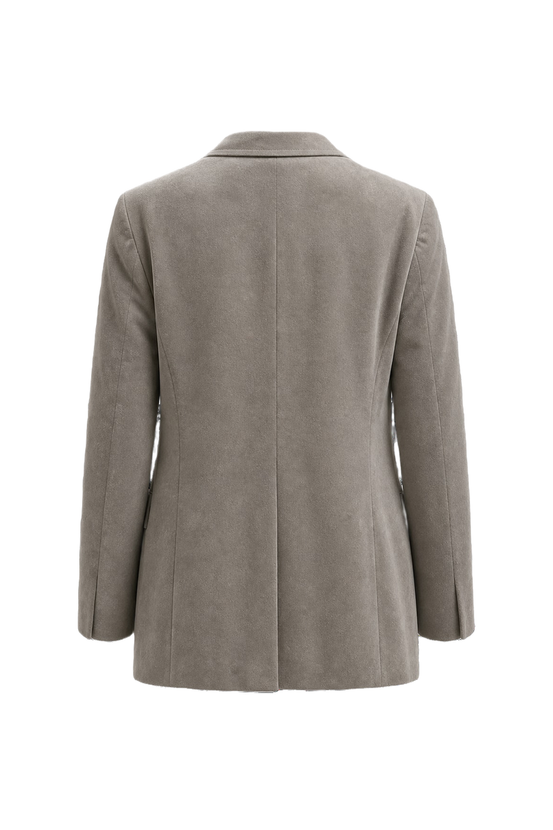 1980s Light Grey Wool Blend Blazer - Back View
