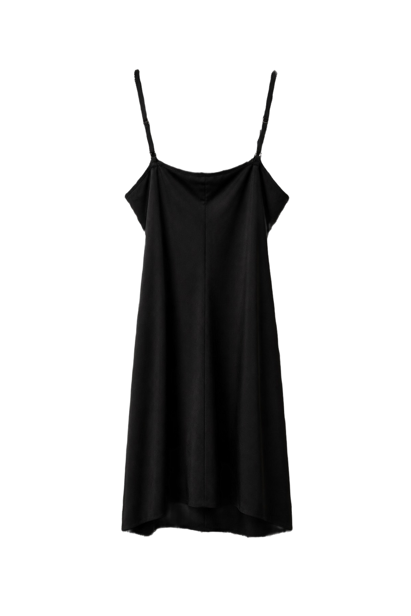 1990s Black Synthetic Blend Slip Dress - Back View