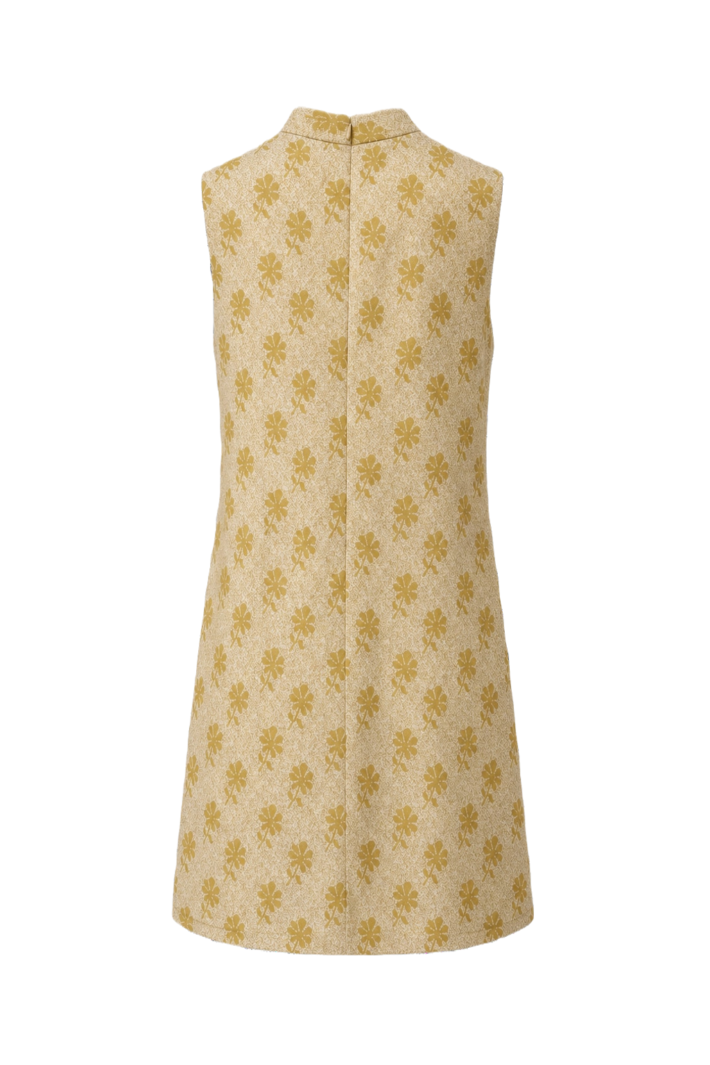 1960s Yellow Synthetic Blend Shift Dress - Back View