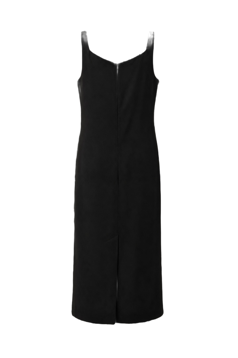 1990s Black Unknown Synthetic Blend Midi Dress - Back View