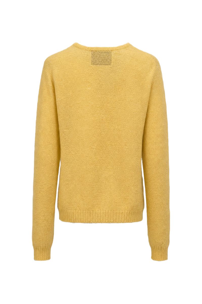 1960s Pastel Yellow Wool Blend Cardigan - Back View