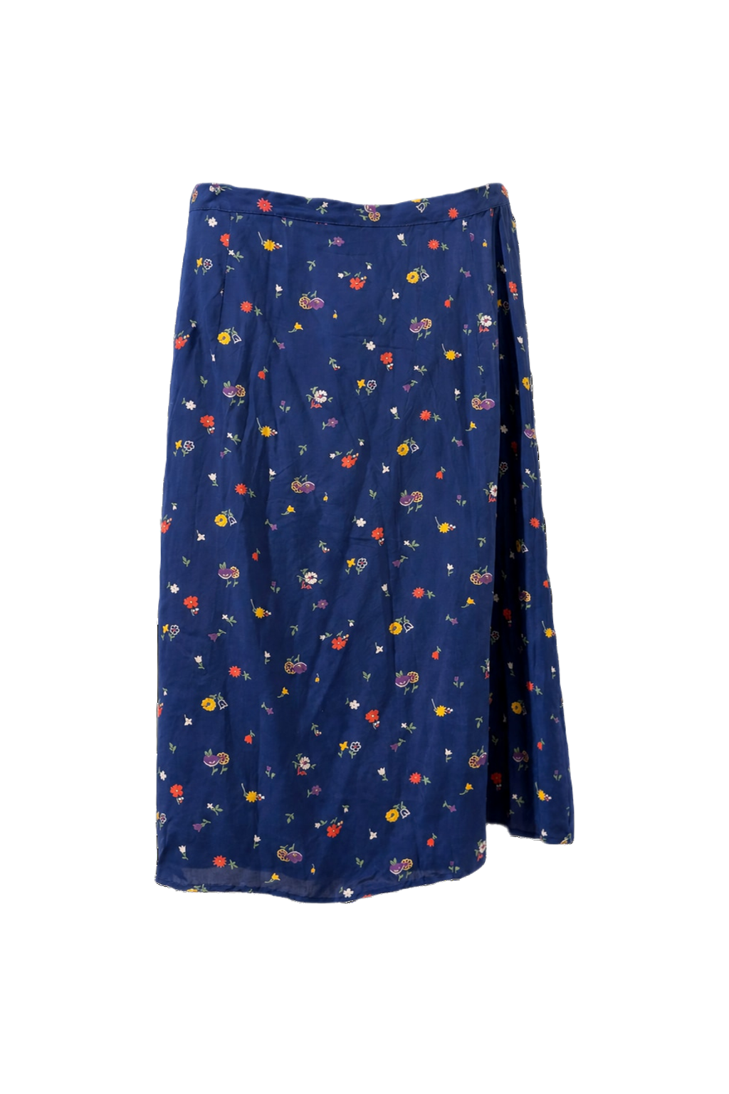 1960s Navy Blue Cotton Blend Skirt - Back View