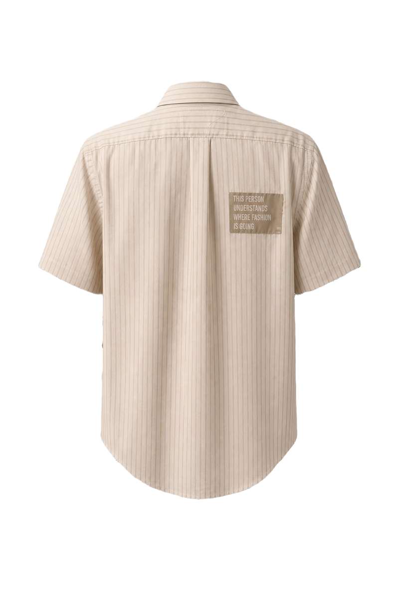 1970s Beige Cotton Blend Shirt - Back View
