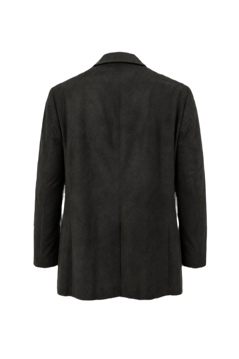 1980s Dark Green Suede Blazer - Back View