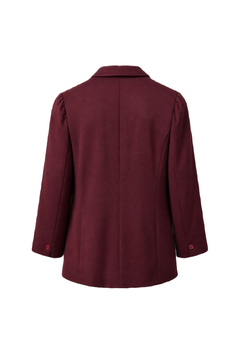 1970s Burgundy Wool Blend Blazer - Back View