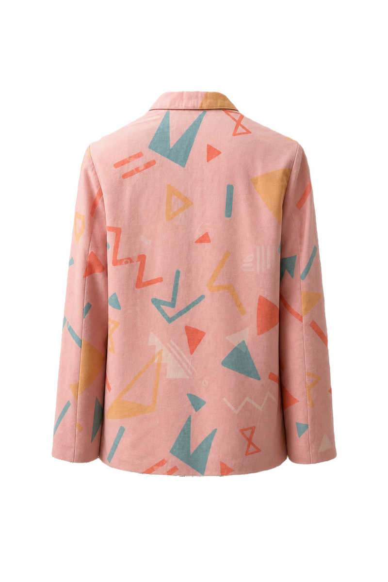 1980s Pink Cotton Blend Blazer - Back View