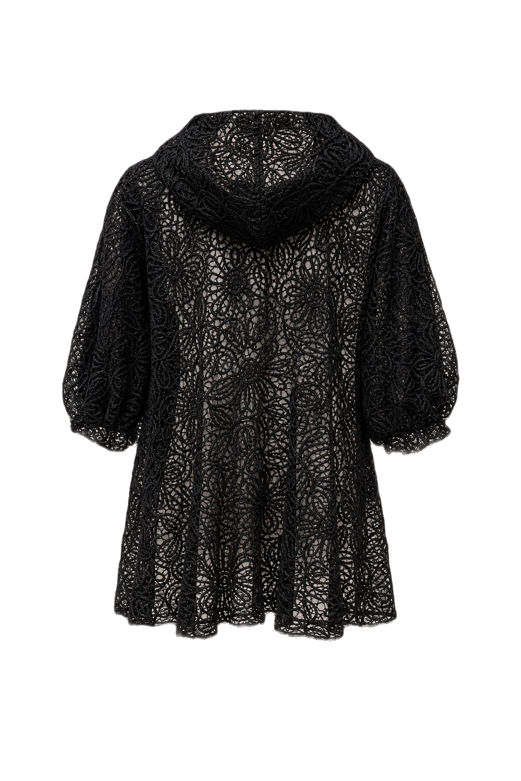 1990s Black Lace Cape - Back View