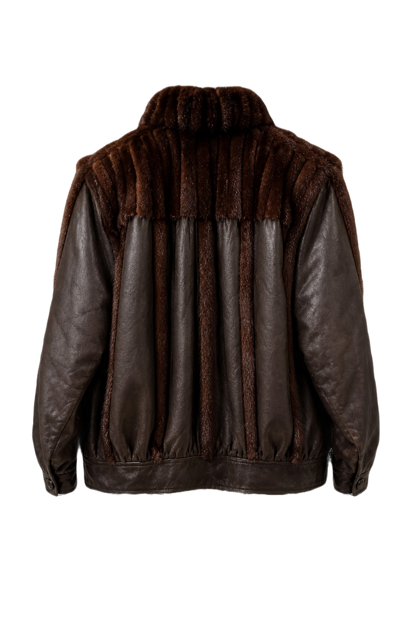 1980s Brown Leather Jacket - Back View